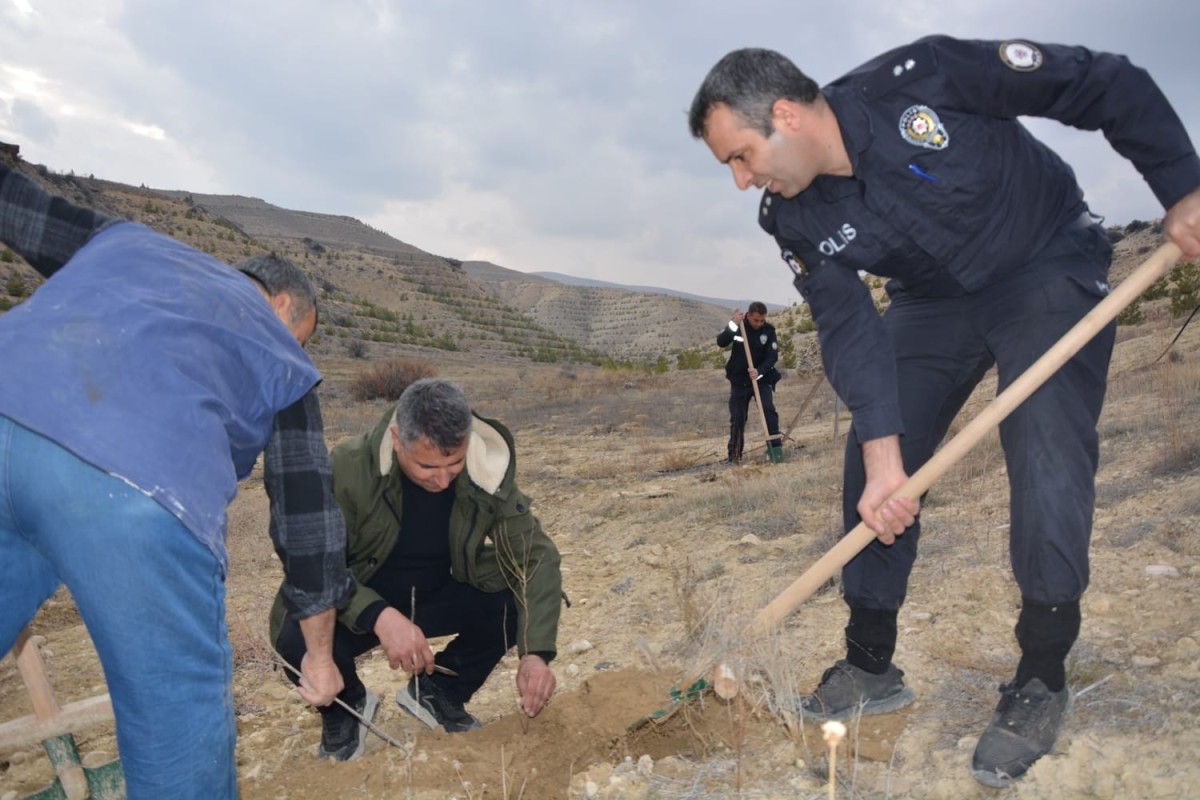 Fidanlar, şehit polisin anısına toprakla buluşturuldu