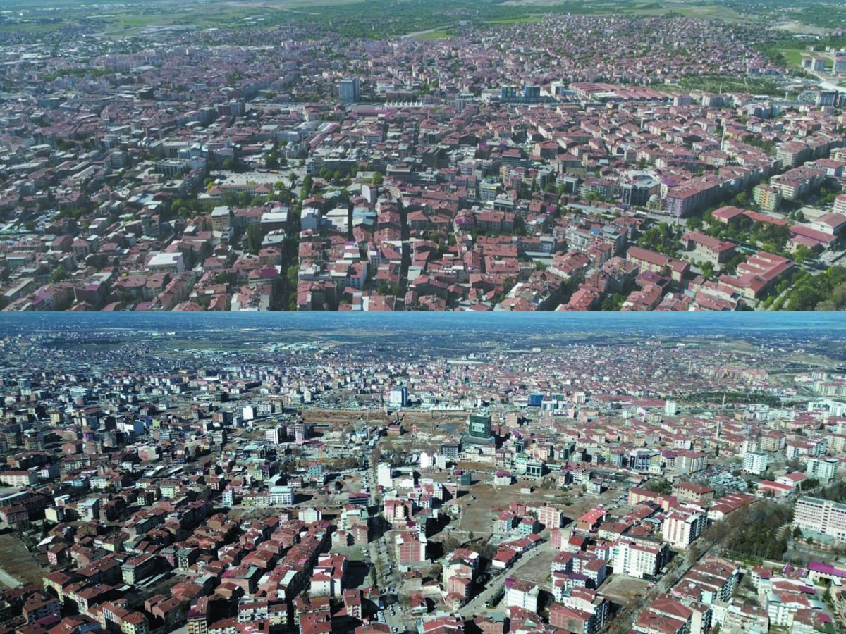 Deprem öncesi ve sonrası çekilen görüntüler yıkımın boyutunu gözler önüne seriyor