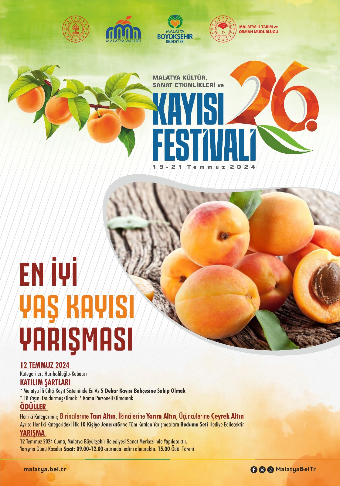 Yaş Kayısı Yarışması 12 Temmuz’da