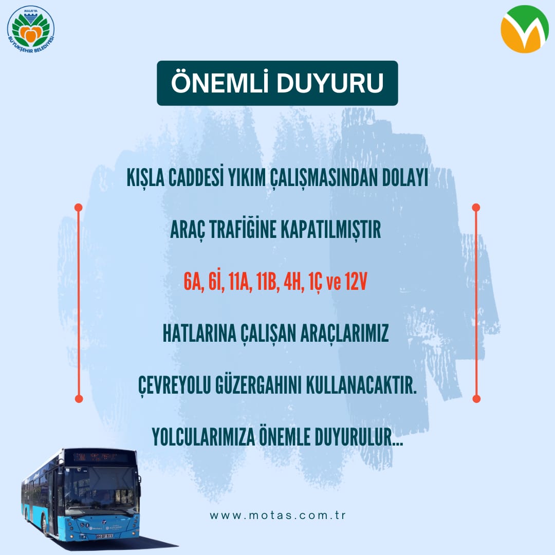 Kışla Caddesi’ndeki Otobüs Seferlerinin Güzergâhı Değişti