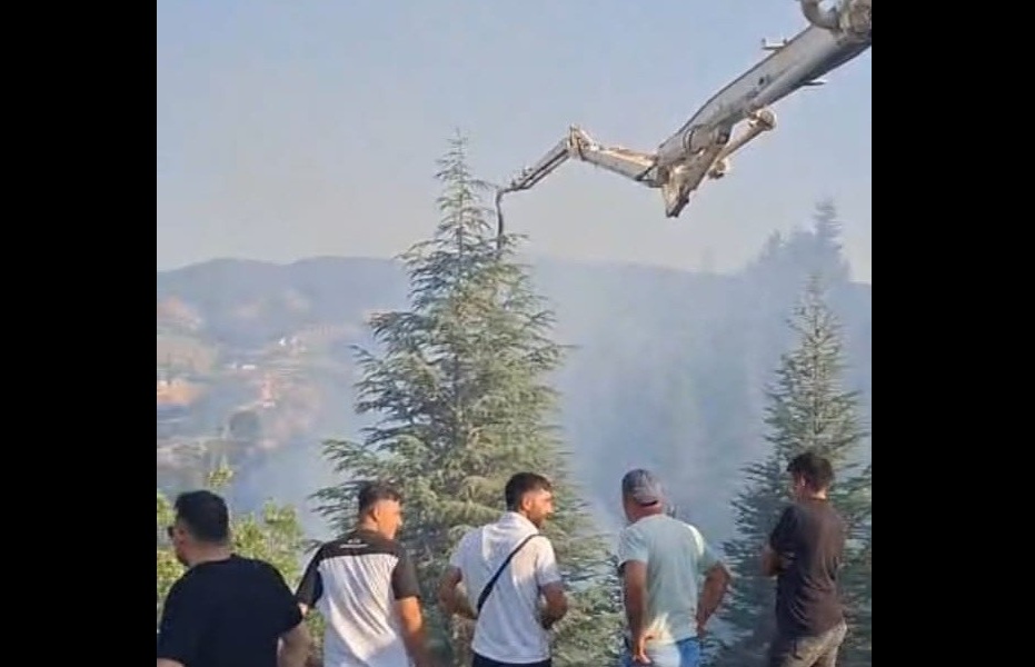 Orman yangınına beton pompasıyla destek