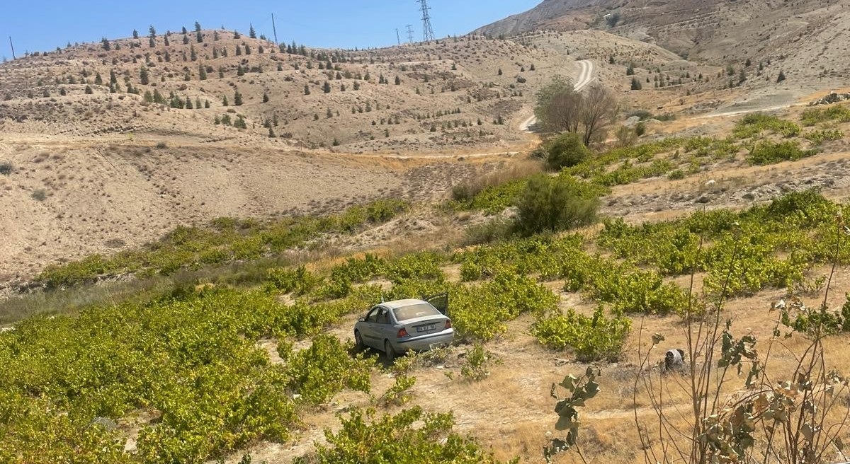 Darende'de kontrolden çıkan araç üzüm bağına uçtu: 2 yaralı