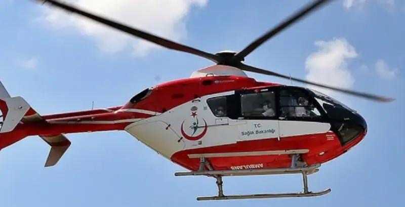 Kalp krizi geçiren hasta helikopter ambulans ile sevk edildi