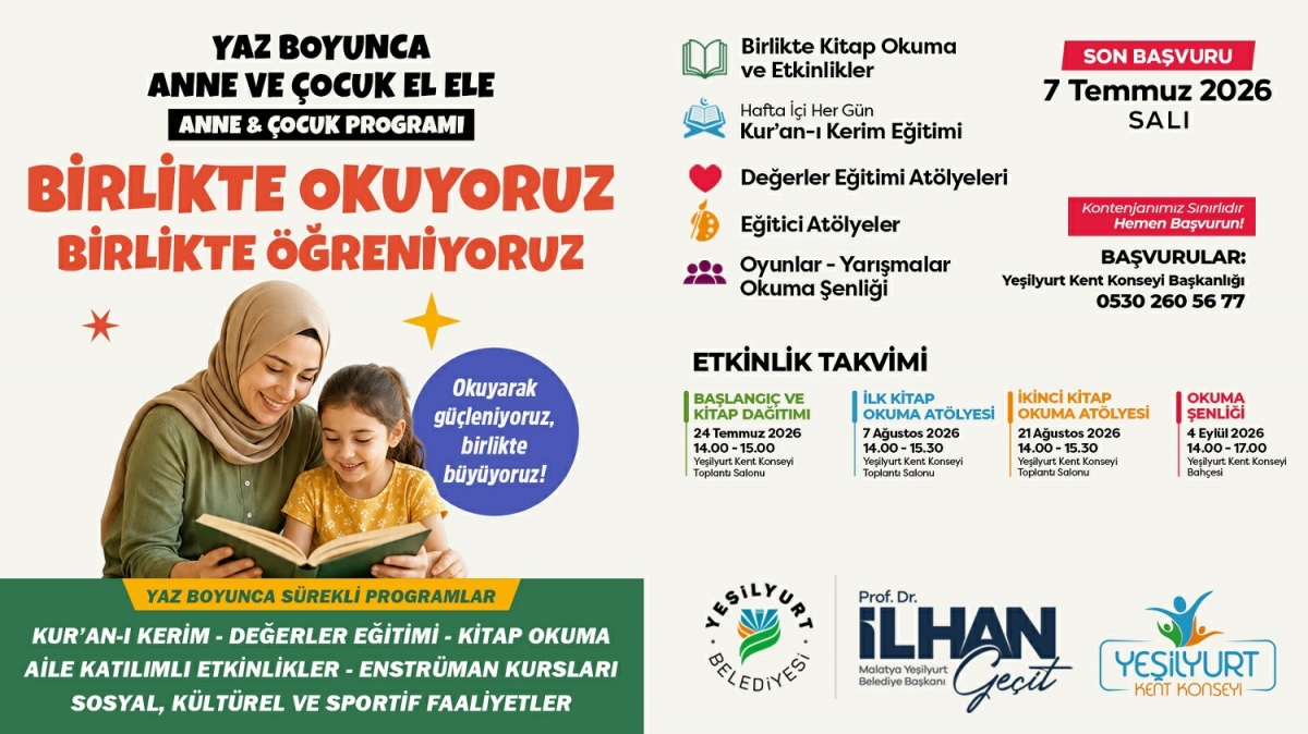 Yeşilyurt’ta ″Birlikte Okuyoruz, Birlikte Eğleniyoruz″ Etkinlikleri Başlıyor